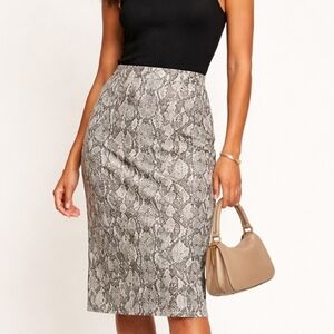 Anthropologie Yoana Braschi Brown Snake Print Knee Length Skirt 4 Career Neutral